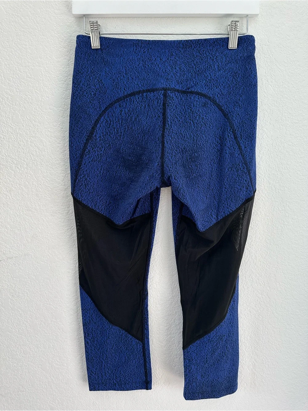 Lululemon Rush Hour 21 Crop Leggings Sapphire Blue Black Spray Jacquard Mesh 8